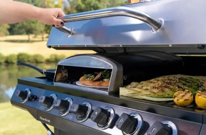 Char-Broil Pizza Oven Accessory in a Gas Grill Char-Broil Pizza Oven Accessory in a Gas Grill