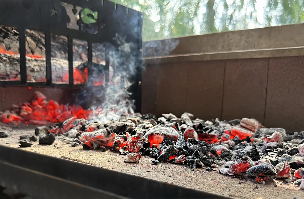 Hot Embers in a Yoder Santa Maria Grill